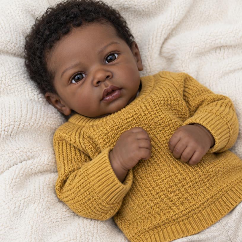 Elijah 18-Inch Dark-Skin Silicone Vinyl Doll Boy — main product image